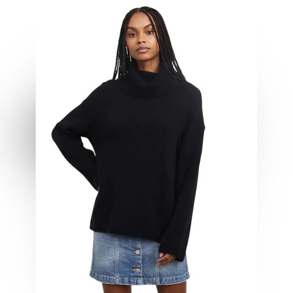 Rails Imogen Cashmere Wool Silk Turtleneck Sweater Black | Medium